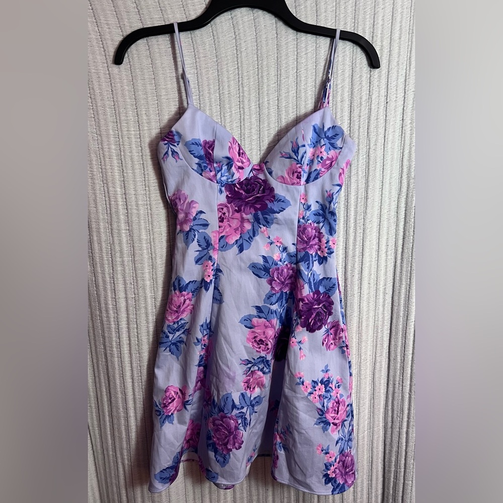 Zara Lavender Floral Dress with Pink Accents